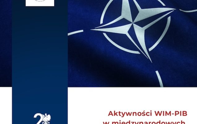 Logo NATO. Napis na grafice: Aktywności WIM-PIB w międzynaodowych wojskowych projektach badawczo rozwojowych.