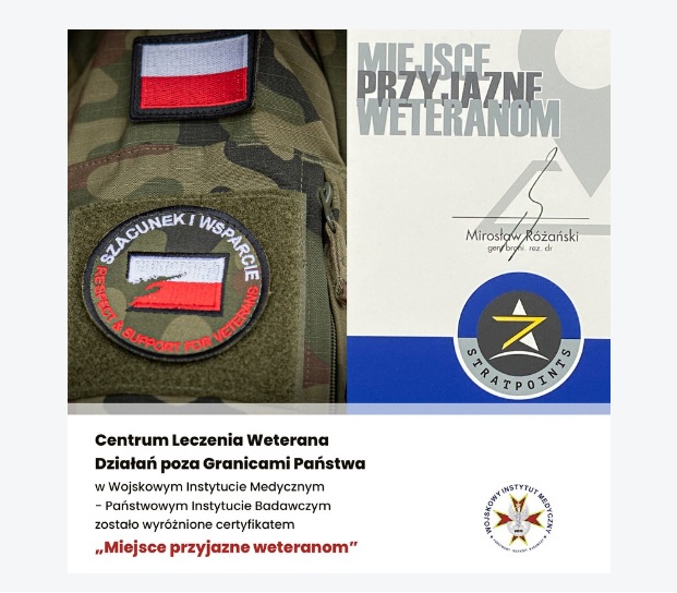 Certyfikat Miejsce Przyjazna Weteranom oraz logo WIM-PIB