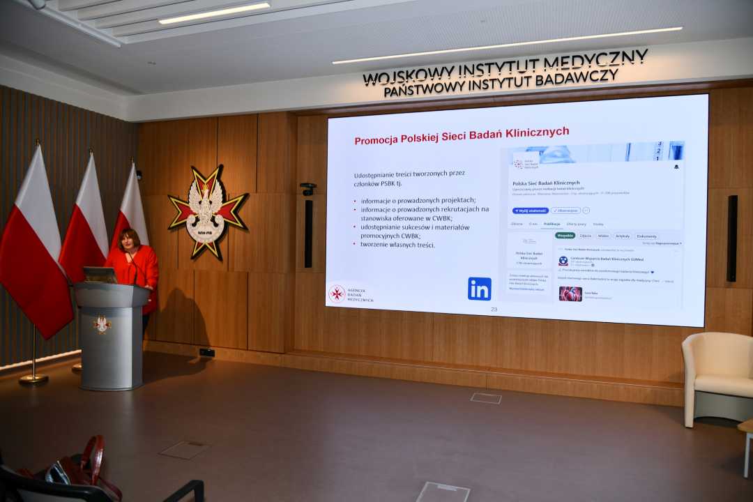 XVI Zgromadzenie Ogólne Polskiej Sieci Badań Klinicznych. Prelegentka podczas konferencji.