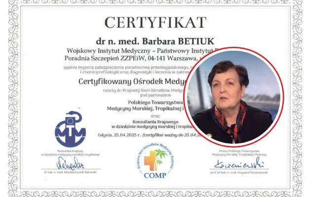 Dokument certyfikatu, w kółku Barbara Betiuk.