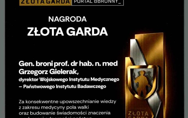 Dyplom złote gardy dla dyrektora WIM-PIB