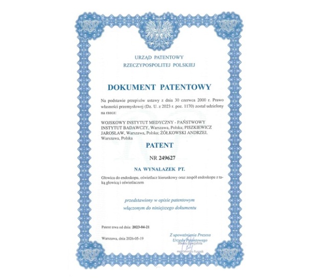 Dokument patentowy, treść dokumentu w pliku pdf we wpisie.